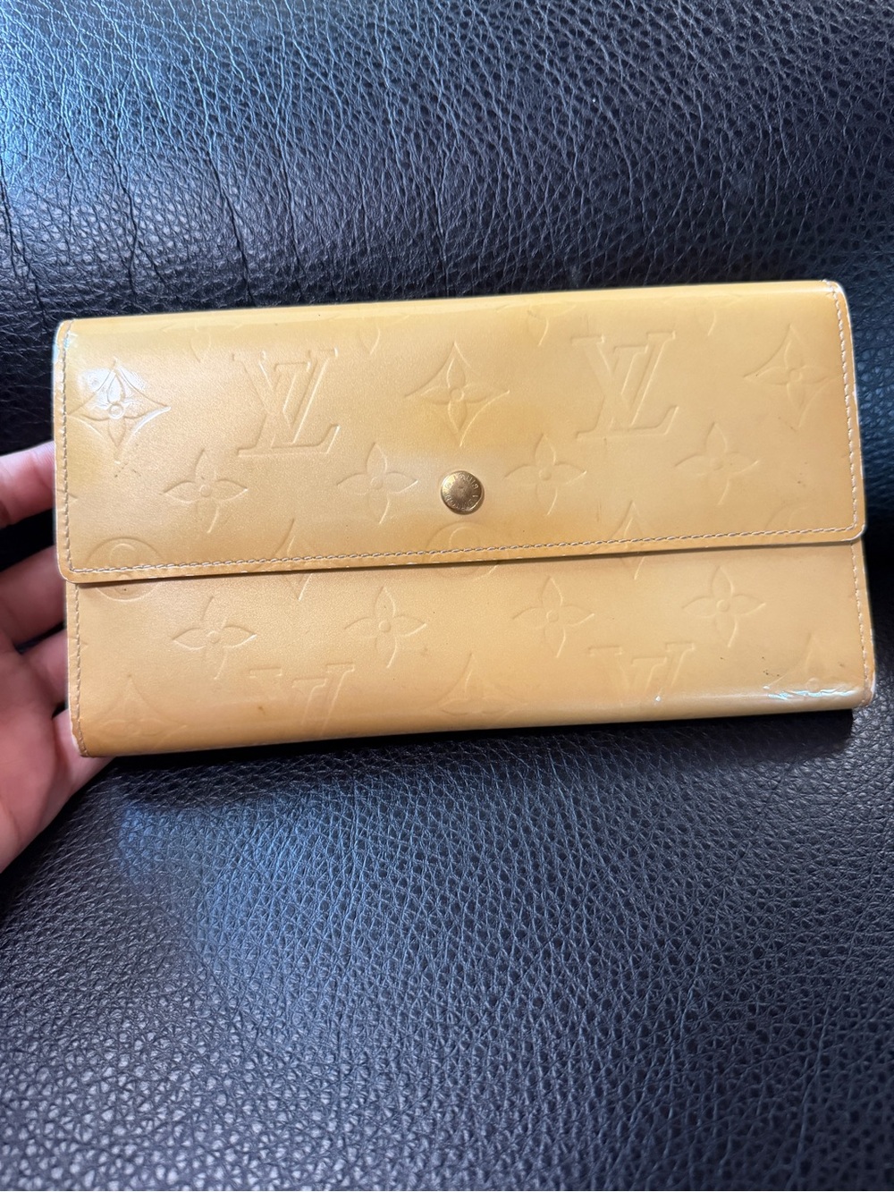 Louis Vuitton Yellow Monogram Vernis Long Envelope Wallet